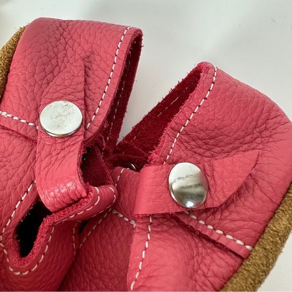 TULIP‎ Mon Petit Shoes MPs T-Straps Soft Soles 3 Red Pink Leather Baby Toddler - Picture 3 of 5
